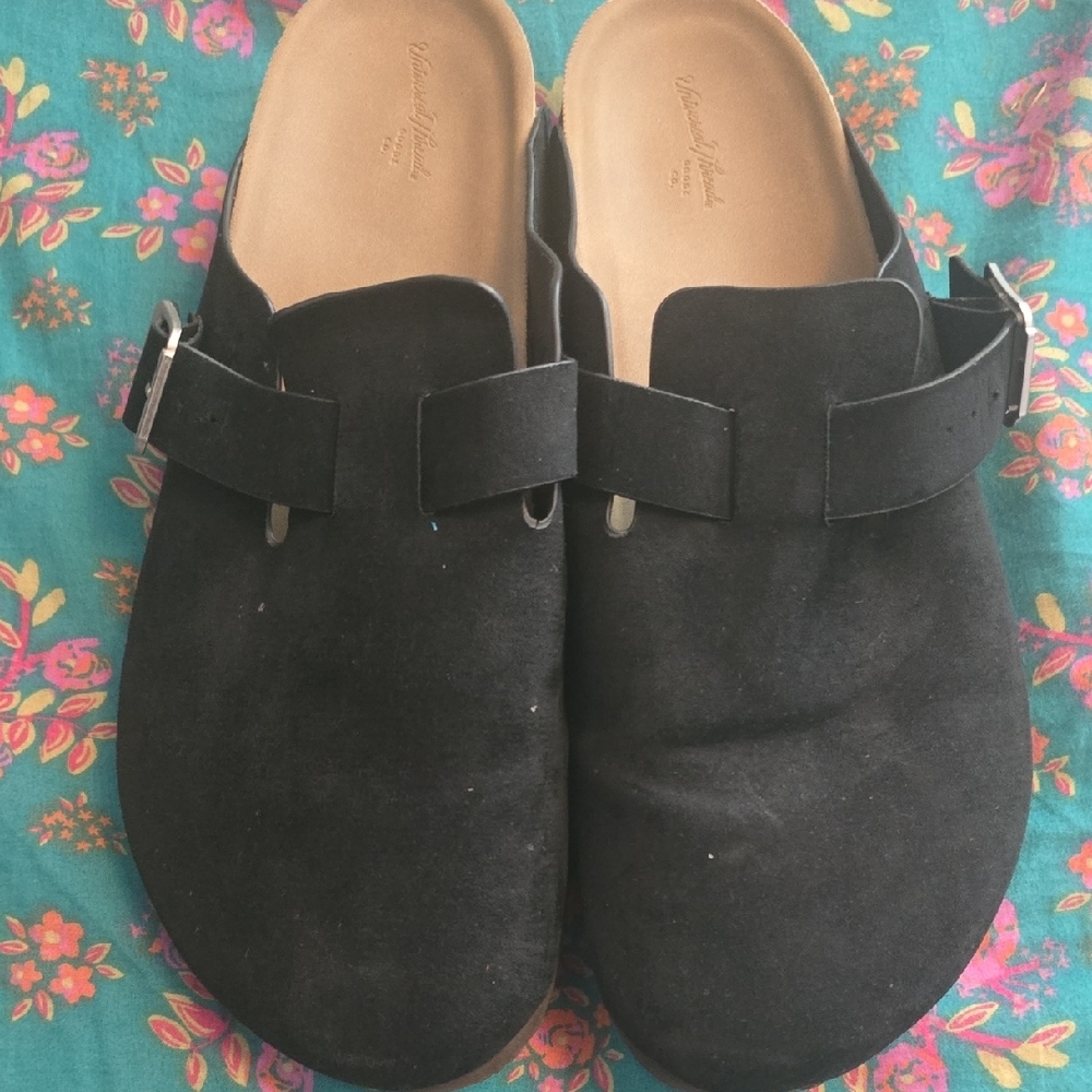 Black Suede Slip-On Clogs Universal Thread